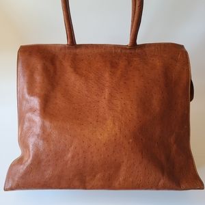 Furla Ostrich Leather Tote Vintage Italian Satchel